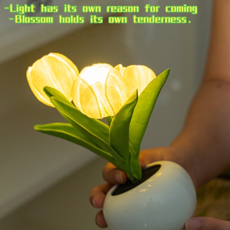 Tulip Lamp - LED Replica Tulip Table Lamp With Flower Vase For Desktop Decoration,Suitable For Home,living Room,desktop Decoration,holiday Gifts,atmosphere Decoration Lamps,Powered By USB - Image 2