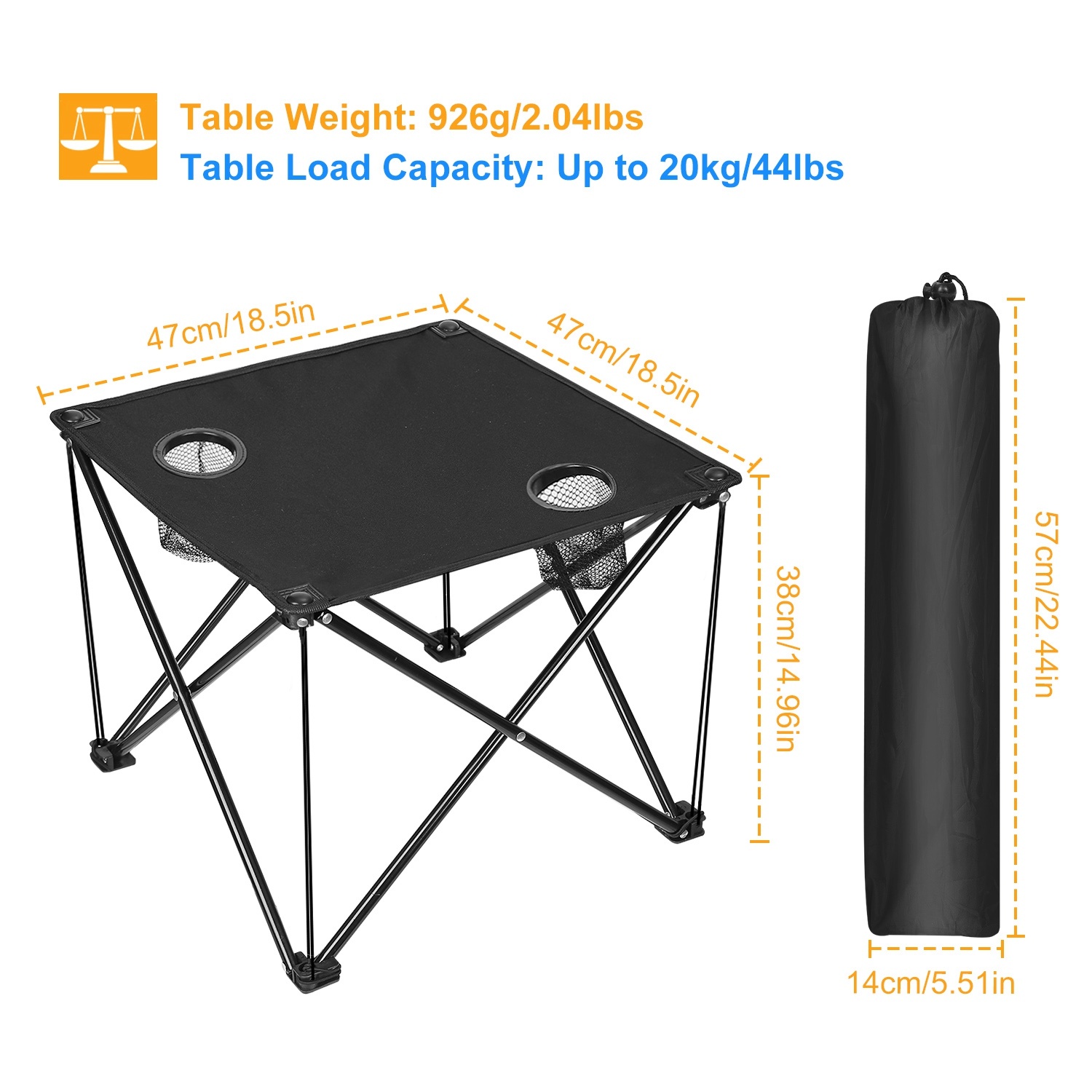 1Pc Foldable Camping Table Portable Picnic Table Lightweight Travel Desk With Cup Holder Carrying Bag - Image 5