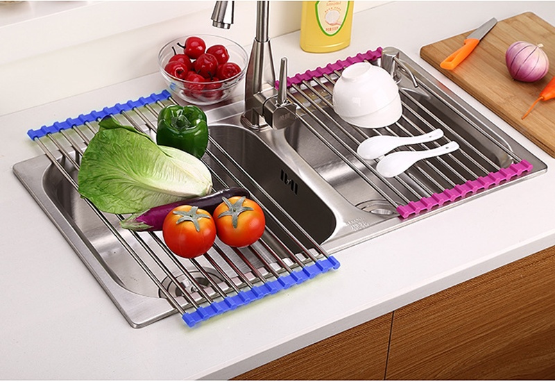 Folding Kitchen Drain Sink Rack Stainless Steel - Image 6